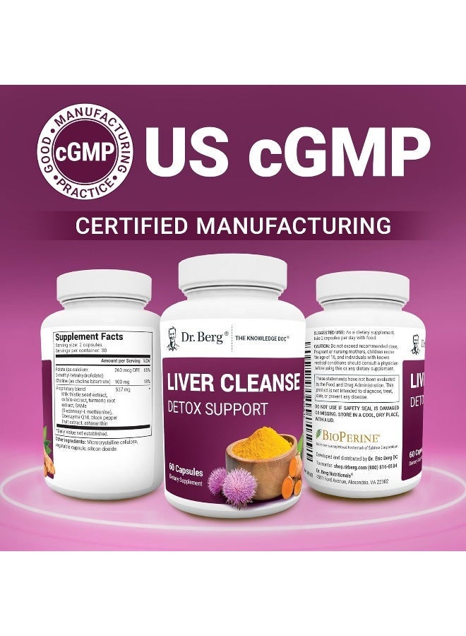 Dr. Berg Nutritionals Dr. Berg Liver Cleanse Detox Capsules – Milk Thistle, Ox Bile, Turmeric, Choline & Folate – Herbal Liver Support Supplement for Detox & Health – 60 Capsules – USA Made – GMP Certified Formula - Image 4