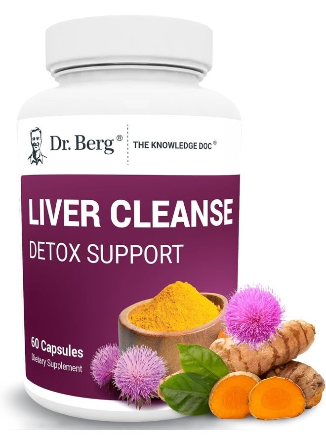 Dr. Berg Nutritionals Dr. Berg Liver Cleanse Detox Capsules – Milk Thistle, Ox Bile, Turmeric, Choline & Folate – Herbal Liver Support Supplement for Detox & Health – 60 Capsules – USA Made – GMP Certified Formula - Image 1