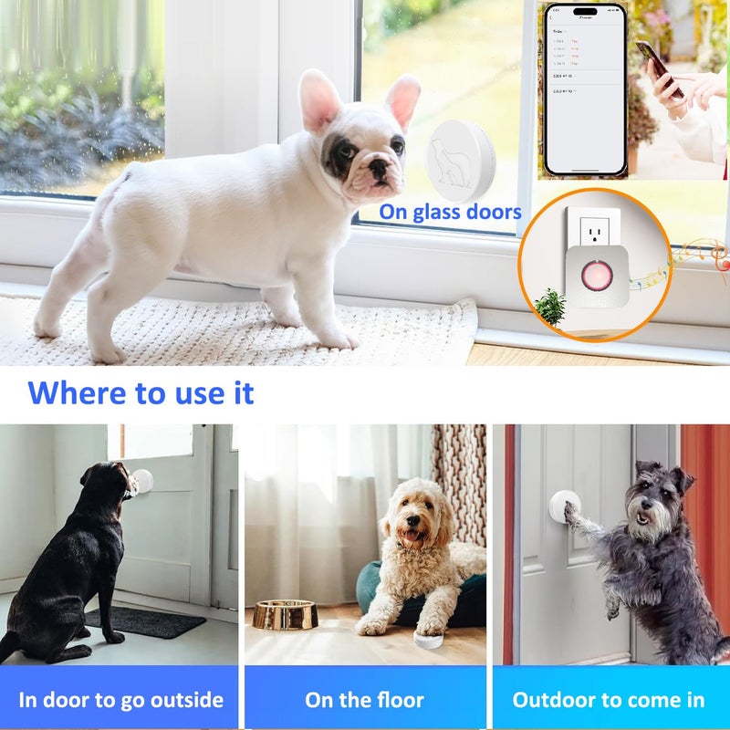 YisTech WiFi Dog Door Bell for Potty Training to Go Outside, Smart Doggie Door Bell for Dog, Wireless Doggy Doorbell with Phone App - Image 3