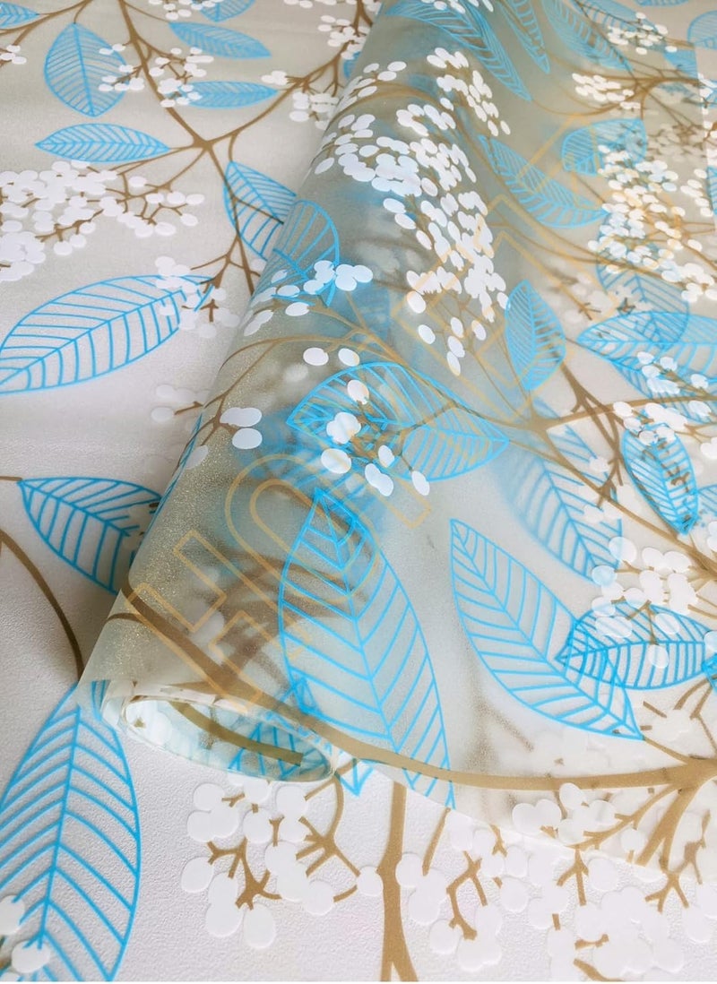 HOME13 Blue Leaf Frosted Window Film Anti UV Privacy Self Adhesive Window Glass Sticker for Home & Offie (16"x148" Inch, Blue Leaves Frosted) - Image 4