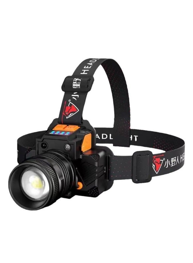 Led Headlight Strong Light USB Charging Super Bright Induction Yellow Light Head-mounted Long-range Hernia Outdoor Night Fishing Small Miner's Lamp-Color:T50 White Light T8 Wick + Charging Cable  - Image 5