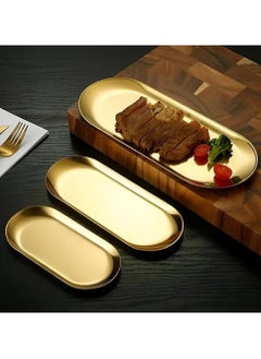 3 Golden Rectangular Serving Tray Different Sizes ( 18x9 - 10x23  -11x26)