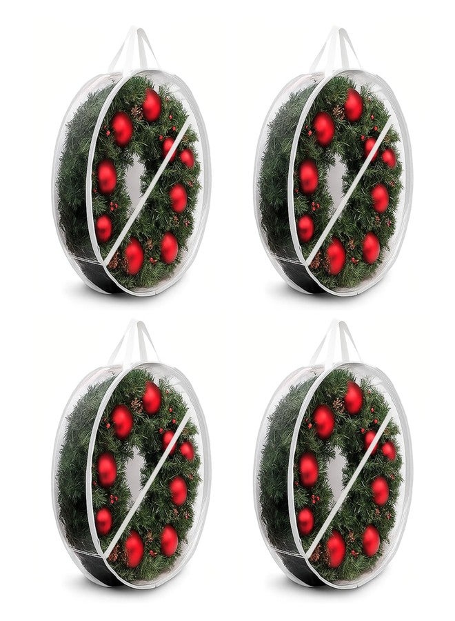 ProPik Christmas Wreath Storage Bag - 4 Pack Clear Christmas Wreaths Container- Garland Holiday Artificial Wreath Storage Holder -Water Proof Transparent PVC (White, 24 Inch) - Image 1