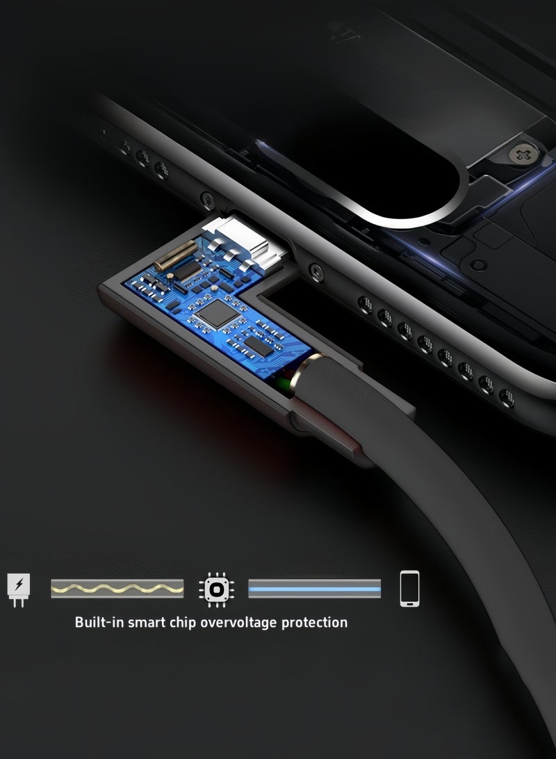 2 Pack 3.3FT(1m) 90 Degree Right Angle Braided Type C Fast Charging Cable USB-C Quick Charger Power Charge Cord - Image 4