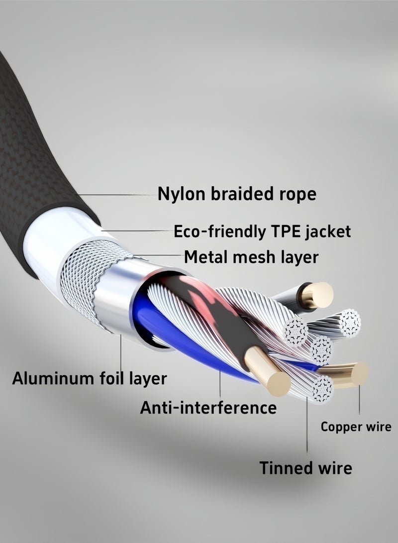 2 Pack 3.3FT(1m) 90 Degree Right Angle Braided Type C Fast Charging Cable USB-C Quick Charger Power Charge Cord - Image 5