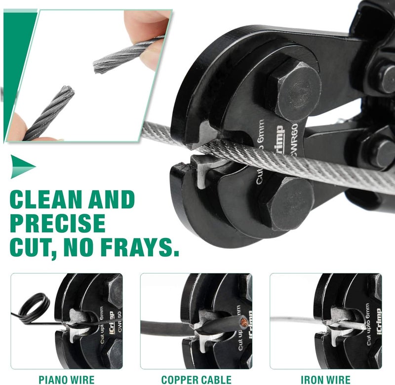 iCRIMP Wire Rope Cutter for up to 6mm Rope, Bicycle & Aircraft Cable, Copper & Piano Wire (CWR60) - Image 4