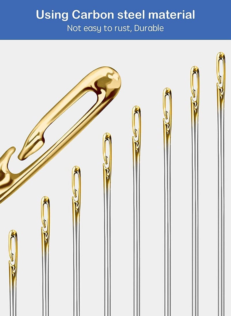 SYOSI إبر الخياطة، 24 قطعة من إبر الخياطة اليدوية، دبابيس خياطة جانبية سهلة من الفولاذ المقاوم للصدأ في 3 أحجام، للخياطة والإصلاح والتطريز - Image 2