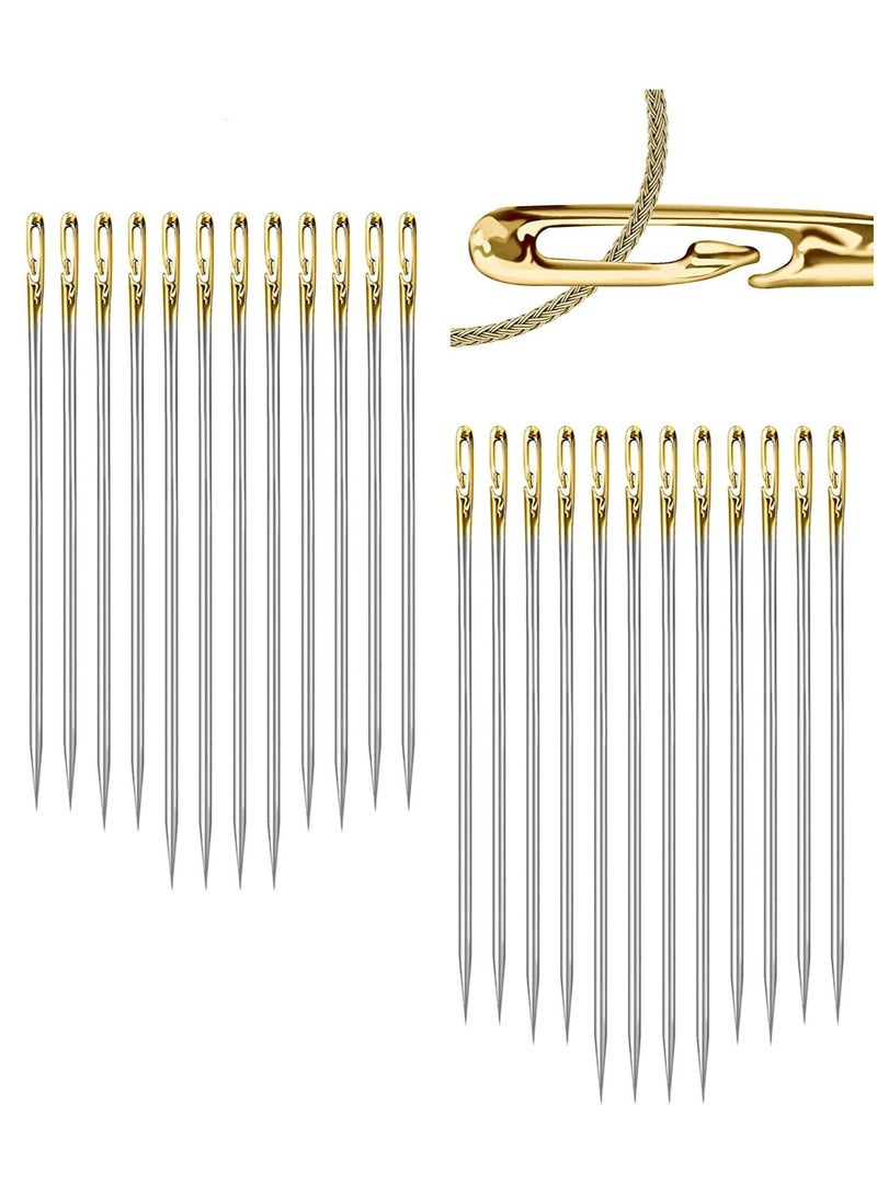 SYOSI إبر الخياطة، 24 قطعة من إبر الخياطة اليدوية، دبابيس خياطة جانبية سهلة من الفولاذ المقاوم للصدأ في 3 أحجام، للخياطة والإصلاح والتطريز - Image 1