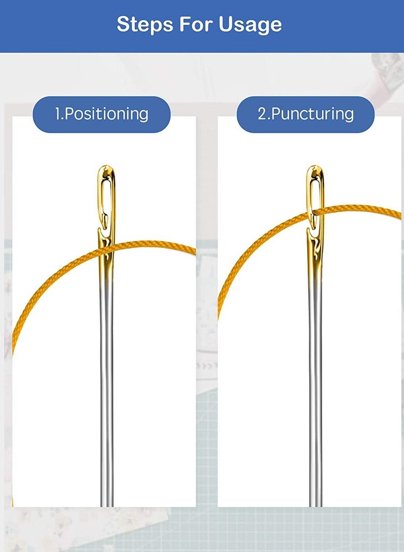 SYOSI إبر الخياطة، 24 قطعة من إبر الخياطة اليدوية، دبابيس خياطة جانبية سهلة من الفولاذ المقاوم للصدأ في 3 أحجام، للخياطة والإصلاح والتطريز - Image 4