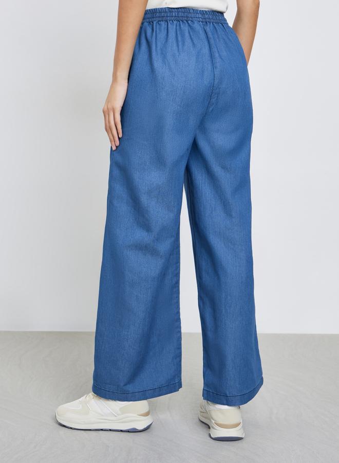 Styli Blue Denim Look Wide Leg Pants - Image 4