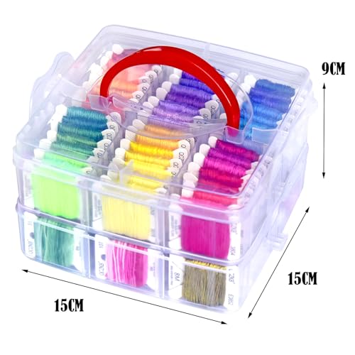 QCZKB 188 Embroidery Floss Set Including Cross Stitch Threads Friendship Bracelet String with 2-Tier Transparent Box, Floss Bobbins and Cross Stitch Kits - Image 3
