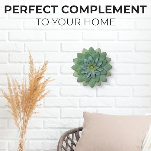 Everydecor Succulent Metal Flowers Wall Decor – Green, Hand Painted, 3D Flower Art Decoration for Living Room, Bedroom, Kitchen, Bathroom - Floral Decor for Indoor & Outdoor Use - Image 4