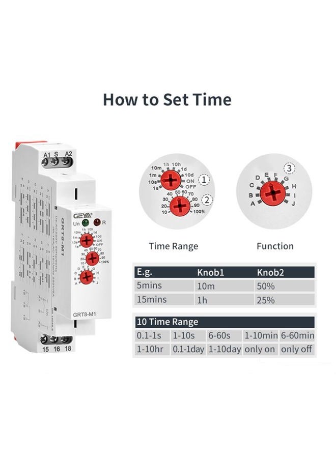 GEYA GRT8-M1 16A Multifunction Time Relay 1 Output Contacts 10 Function AC230V Relay - Image 3