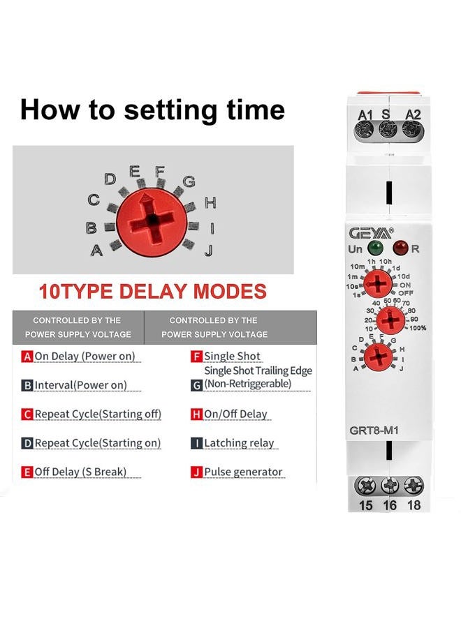 GEYA GRT8-M1 16A Multifunction Time Relay 1 Output Contacts 10 Function AC230V Relay - Image 4
