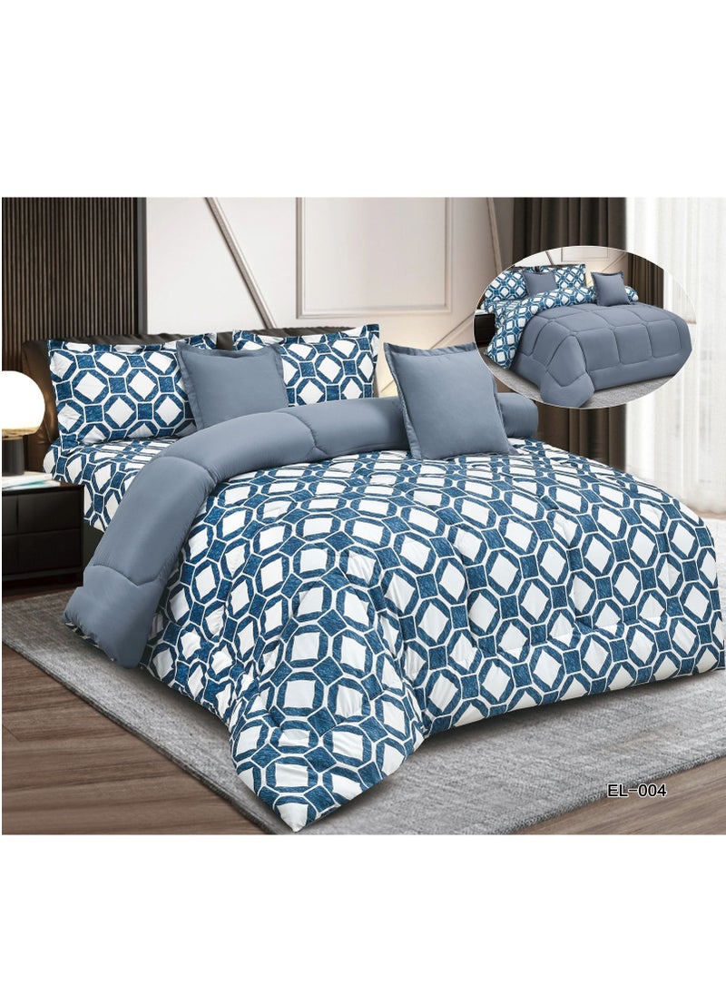 مينجلي - طقم لحاف نفرين مشجر صيفي بوجهين 230*250 نظام 6 قطع - Image 1