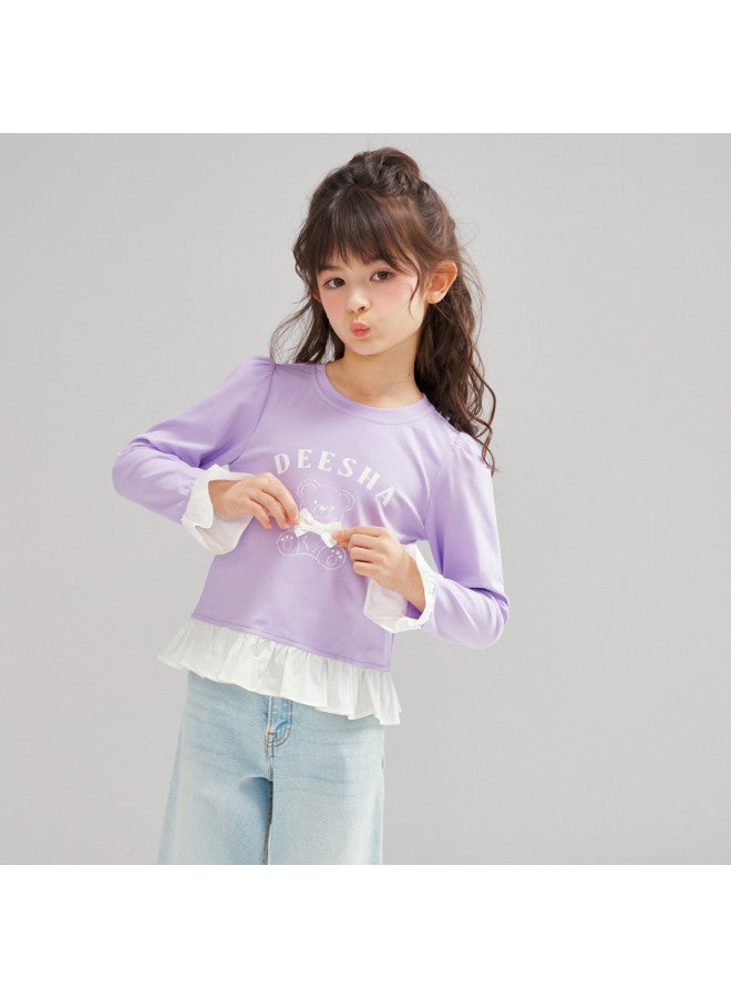 DEESHA Sweet Girl's Long Sleeve T-shirt 26 Spring Children's T-shirt - Image 3
