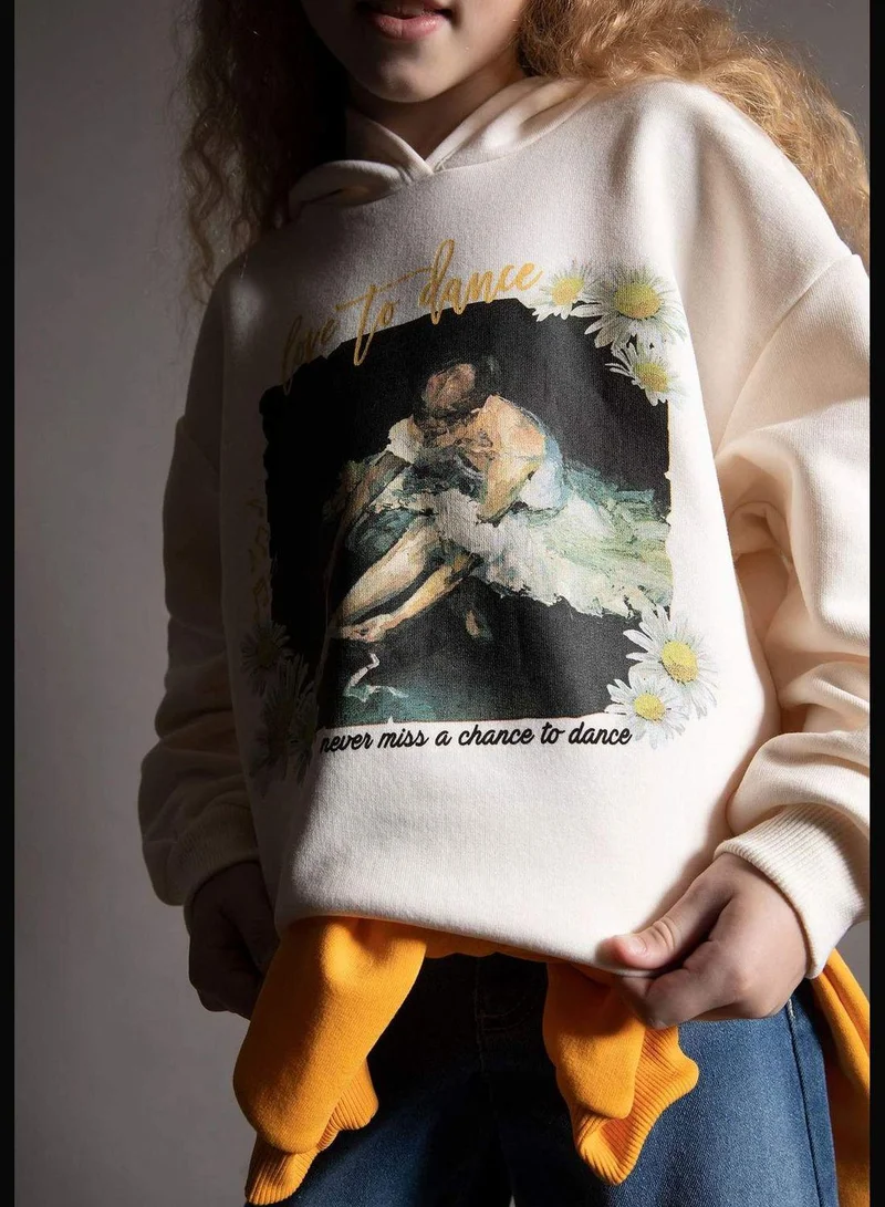 DeFacto Girl Relax Fit Hooded Long Sleeve Knitted Sweatshirt