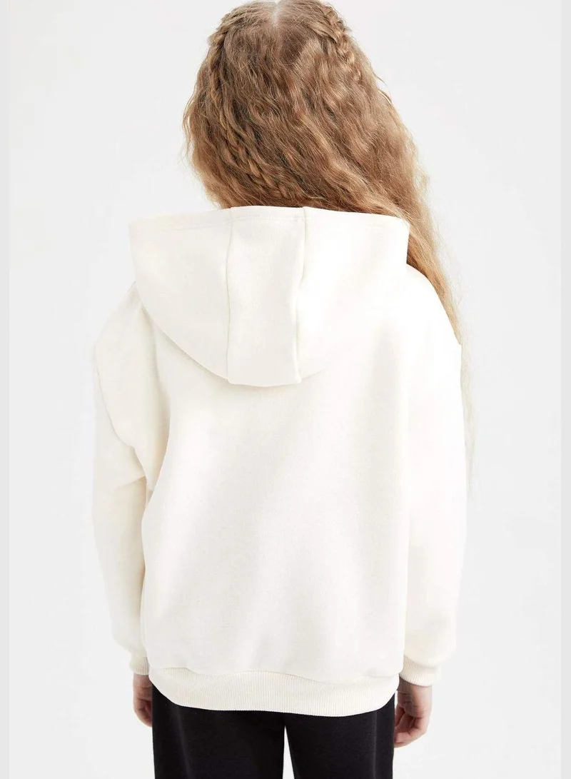 DeFacto Girl Relax Fit Hooded Long Sleeve Knitted Sweatshirt
