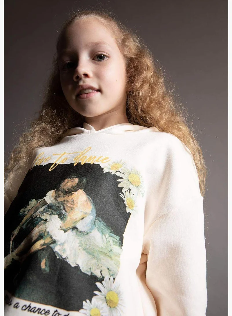 DeFacto Girl Relax Fit Hooded Long Sleeve Knitted Sweatshirt