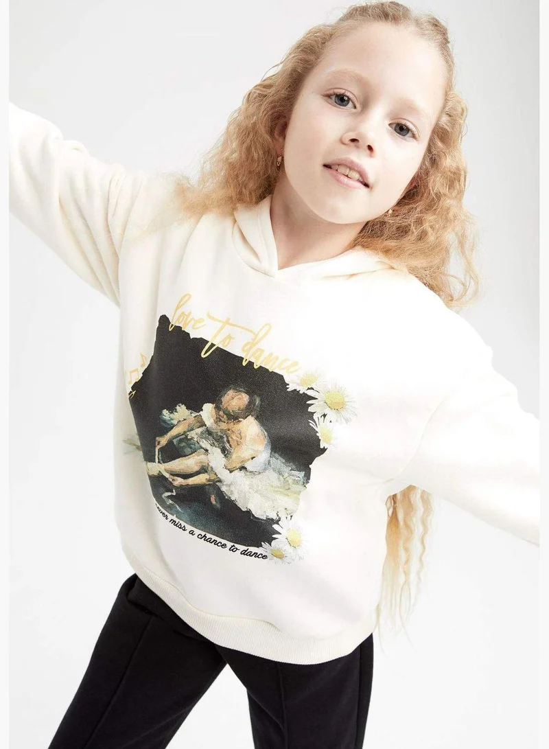 DeFacto Girl Relax Fit Hooded Long Sleeve Knitted Sweatshirt