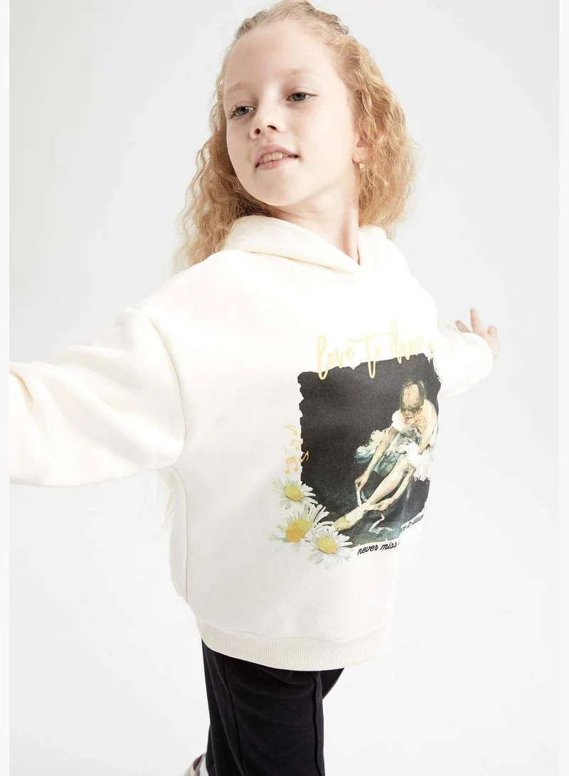 DeFacto Girl Relax Fit Hooded Long Sleeve Knitted Sweatshirt