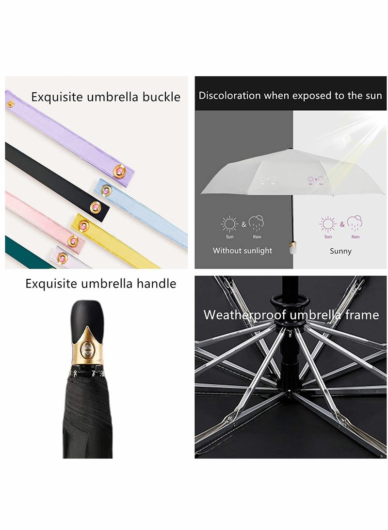 SYOSI Folding Umbrellas UV Protection Sun Umbrella Compact Folding Travel Umbrella Automatic Opening and Closing UV Protection Women's Men's Compact Folding Umbrella Black  - Image 3