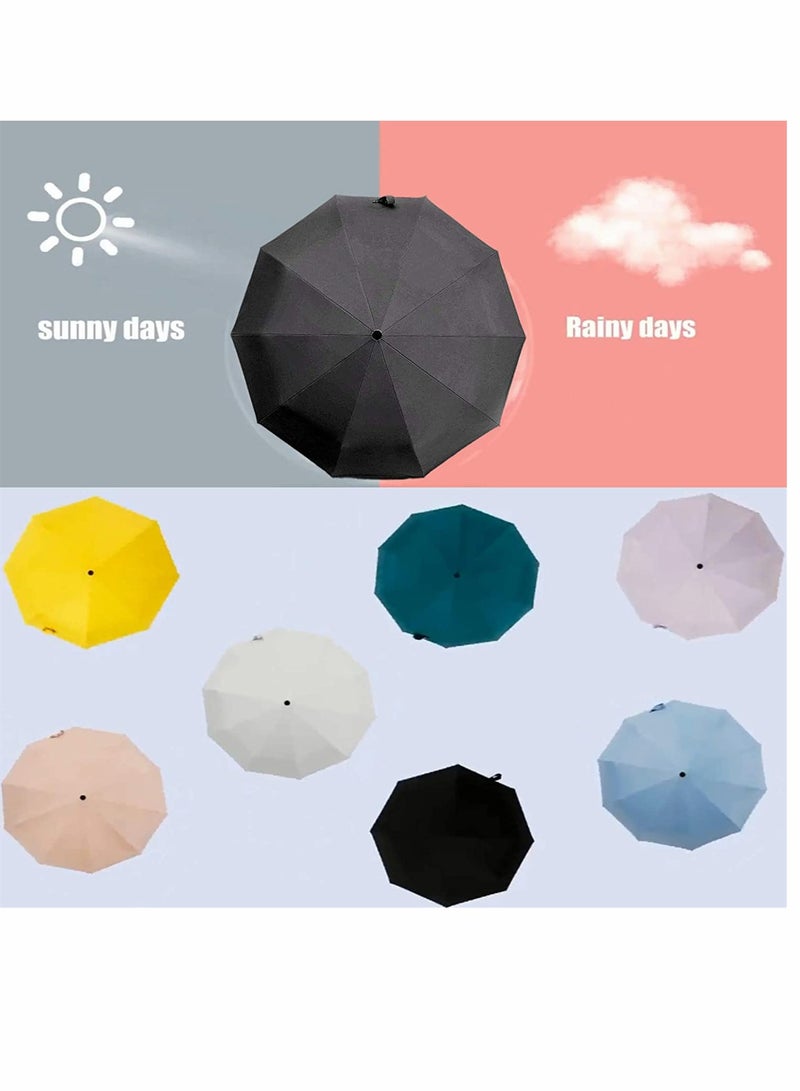 SYOSI Folding Umbrellas UV Protection Sun Umbrella Compact Folding Travel Umbrella Automatic Opening and Closing UV Protection Women's Men's Compact Folding Umbrella Black  - Image 2