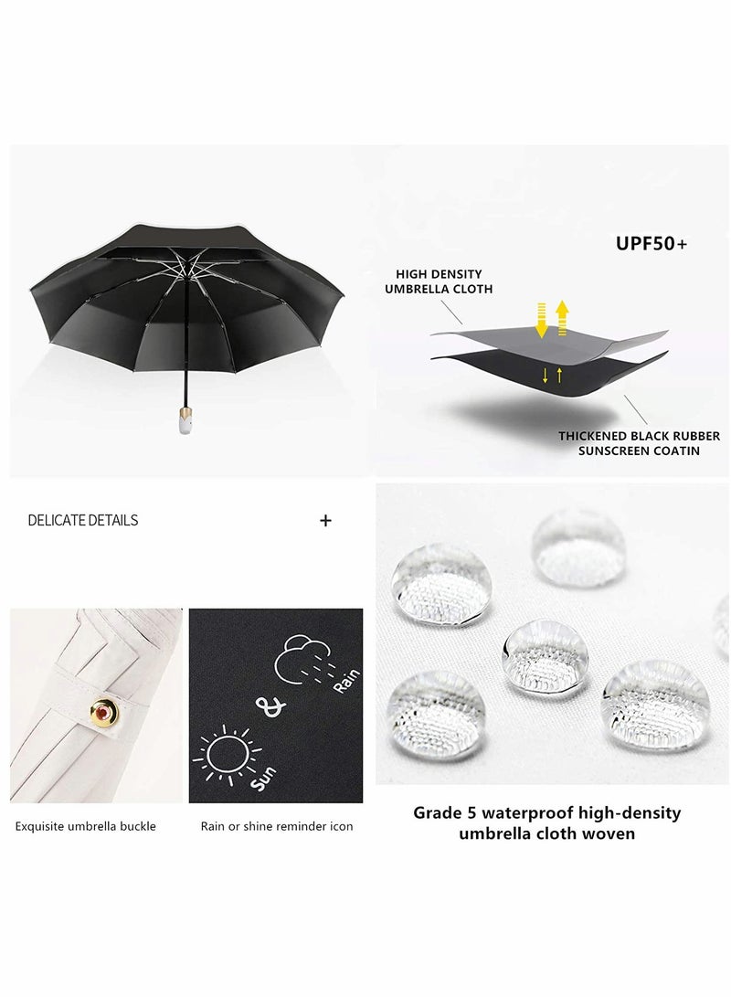 SYOSI Folding Umbrellas UV Protection Sun Umbrella Compact Folding Travel Umbrella Automatic Opening and Closing UV Protection Women's Men's Compact Folding Umbrella Black  - Image 4