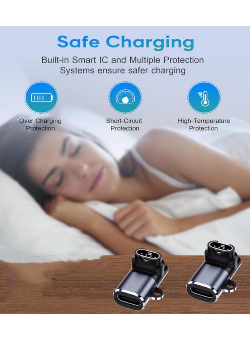 محول شاحن مزدوج لساعة Garmin مع كابل USB من النوع-C للشحن لأجهزة Garmin Fenix 7 و6 و5 وS وX وForerunner 965 و955 و935 و245 و45 و45S وVivoactive 5 و4 و4S و3 وVenu وInstinct وEpix وQuatix - Image 2