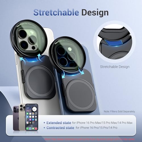 JJC محول فلتر عدسة مغناطيسي عالمي 67 مم لجهاز آيفون 16 برو 15 برو 14 برو 16 برو ماكس 15 برو ماكس 14 برو ماكس، حلقة فلتر عدسة الهاتف مع برغي 1/4" وحذاء بارد لتسجيل الفيديوهات المدونة - Image 3
