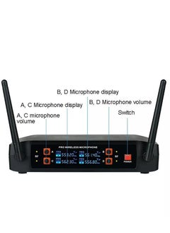 TIGER Wireless Handheld Microphone for Home Karaoke, Outdoor Audio --TV Singing, KTV, Parties, Weddings, Meetings, Church | 4-Channel VHF Metal Dynamic Mic with 200ft Range | Noise Reduction, 8-12 Hour Battery Life || Perfect for Events & Performances  - Image 4