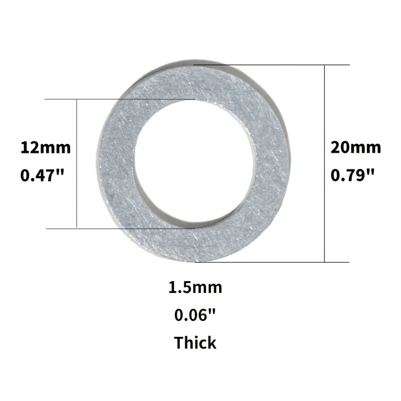 50pc M12x2 Aluminum Oil Drain Plug Crush Washer Set Non Slip Lasting Sealing - Image 4
