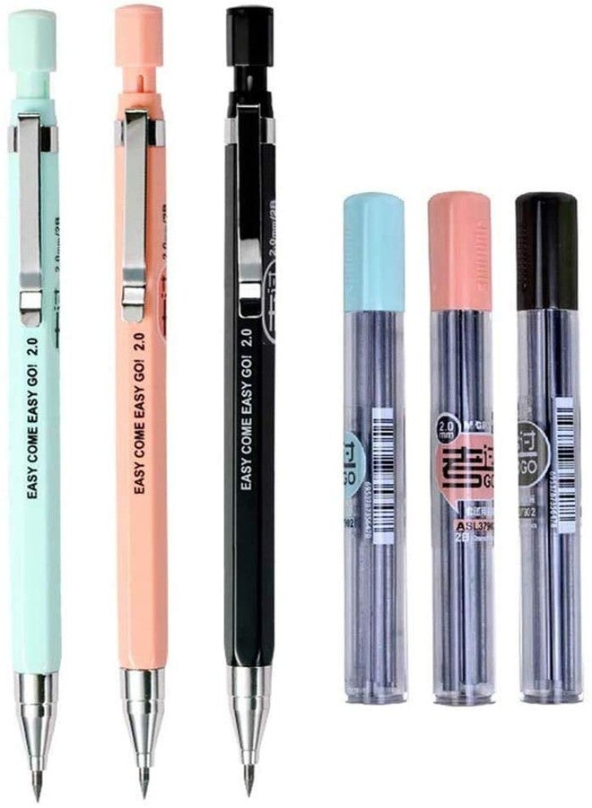 Queenland 3pcs 2.0mm Mechanical Pencil with 18pcs Black Lead Refills, Automatic Pencils Press Mechanical Pencil for Writing,Draft Drawing Crafting Art Sketching Student Gift Office School Supplies,Random Color - Image 1