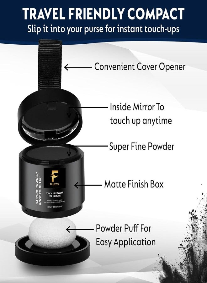 FLUZOV Instant Root Touch-Up & Bald Spot Cover-Up Powder (Black, 4g) | Waterproof Hairline Concealer & Scalp Shadow for Hair Thinning | Sweat-Resistant Hair Filler with Applicator Brush for Men & Women - Image 2