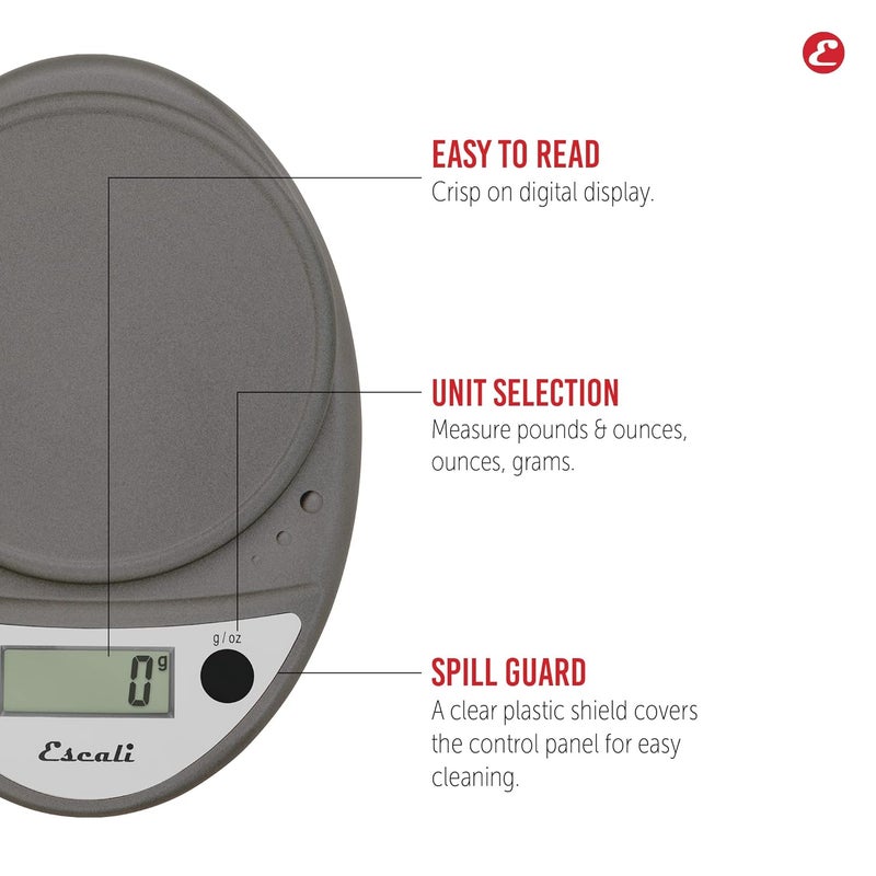 Escali ميزان الطعام الرقمي بريمو - ميزان مطبخ متعدد الوظائف وميزان خبز لقياس الوزن بدقة والتحكم في الحصص، 8.5 × 6 × 1.5 بوصة، معدني - Image 3