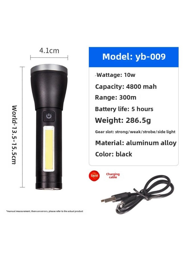 Kangming 8951 Flashlight Mini Kids Student Outdoor Home Lighting LED Rechargeable Plastic Flashlight-Product Specifications:Yb-009 Strong Light Flashlight  - Image 1