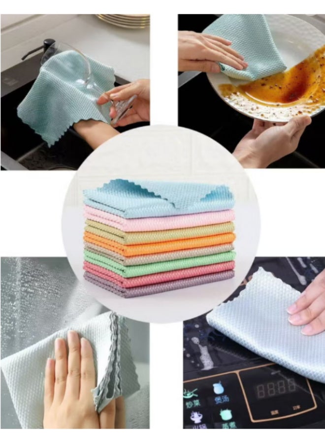 10 pack Microfiber Glass Cleaning Cloth，Cleaning Rags Kitchen Towel，Lint Free，Reusable household Glass Cleaning Towel, Super Absorbent，Quickly Clean Window, Glasses, Windshields, Mirrors, and Stainless Steel,10 pack/Random Color - Image 1