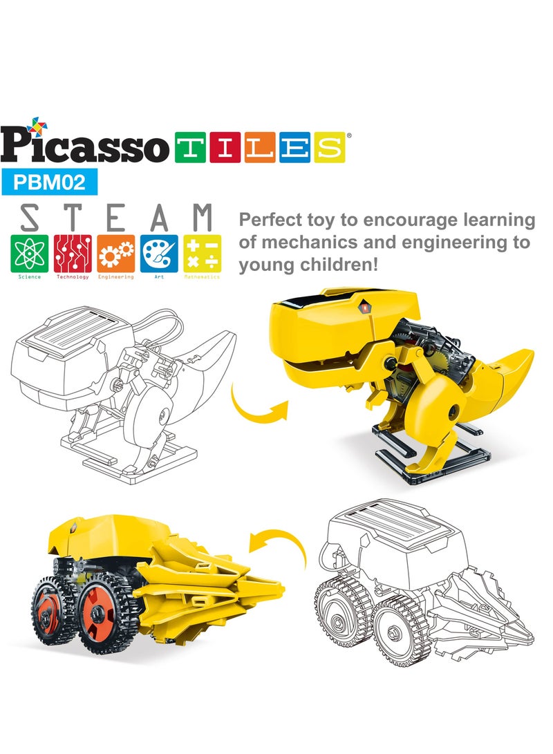 PicassoTiles Picasso - 3-in-1 Solar Powered Dinosaur Robot Science Kit for Kids - DIY STEM Toy with Solar Energy, Eco-Friendly Play, and Hands-on Learning  - Image 3