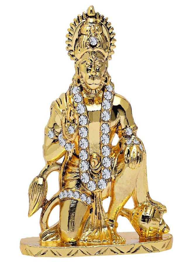 GCT Lord Hanuman Idol Bajrang Bali Ashirwad Idol (B-50) Antique Gold Metal Statue for Home Décor Car Dashboard Mandir Pooja Murti Temple Puja Office Table Showpiece - Image 1
