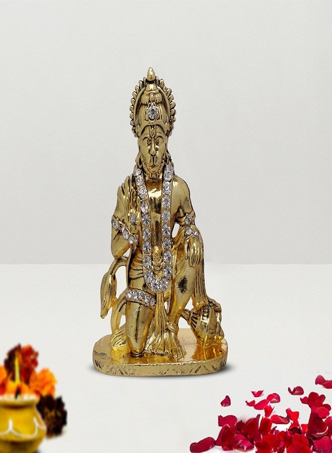 GCT Lord Hanuman Idol Bajrang Bali Ashirwad Idol (B-50) Antique Gold Metal Statue for Home Décor Car Dashboard Mandir Pooja Murti Temple Puja Office Table Showpiece - Image 4