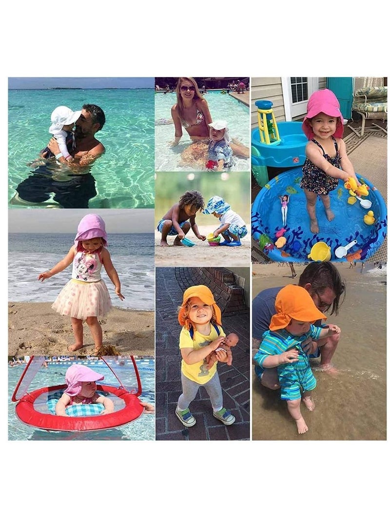 Y&D Baby Sun Hat,UPF50+ Kids Hat with Neck Flap, Unisex Adjustable Children Wide Brim Summer Protection Mesh Bucket Beach Kid Cap for 3-18 Months (Pink)  - Image 5