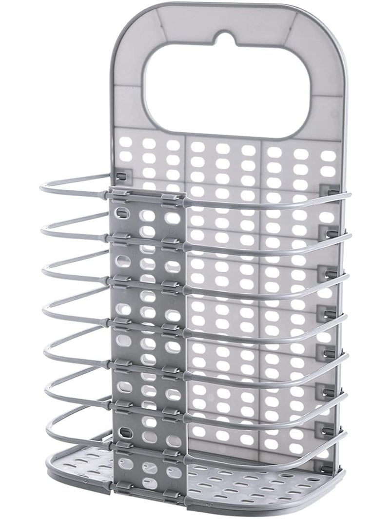Homeybiz Home & Hotel Usable Tool of Foldable Plastic Hanging Laundry Basket for Washing Machine Bathroom Kids Dirty Clothes Storage Rack, Wall Mounted Stand For Dirty Cloths Organize Stand. - Image 1