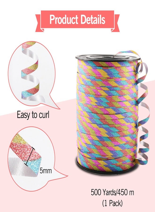 Winjeto 500 Yard Curling Ribbon, Rainbow Glitter Curly Ribbons for Gift Wrapping, Balloon String Ribbon, Thin Gift Wrap Ribbon for Valentine's Day Wedding Birthday Party Christmas Decorations - Image 4