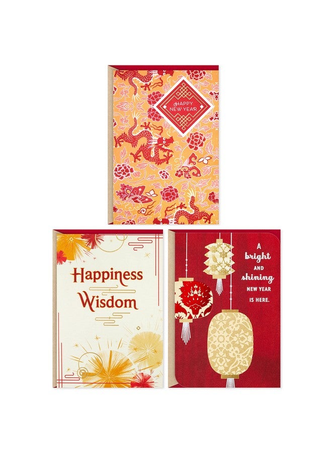 Hallmark Chinese New Year Cards 2024 Happiness Luck Prosperity (Pack Of 3 Lunar New Year Cards Year Of The Snake Red Envelopes) - Image 1