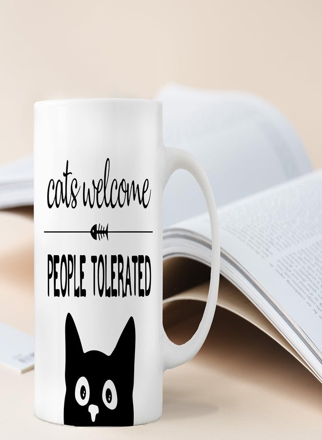 QASHWEY Black Cat Mug, CatLover Lovers Mom Gifts, Cats Mug Tea Cup Gifts for Cats Mom Lovers Women, Cat Welcome People Tolerated Coffee Mugs Coffee Cups Ceramic 11 oz - Image 4