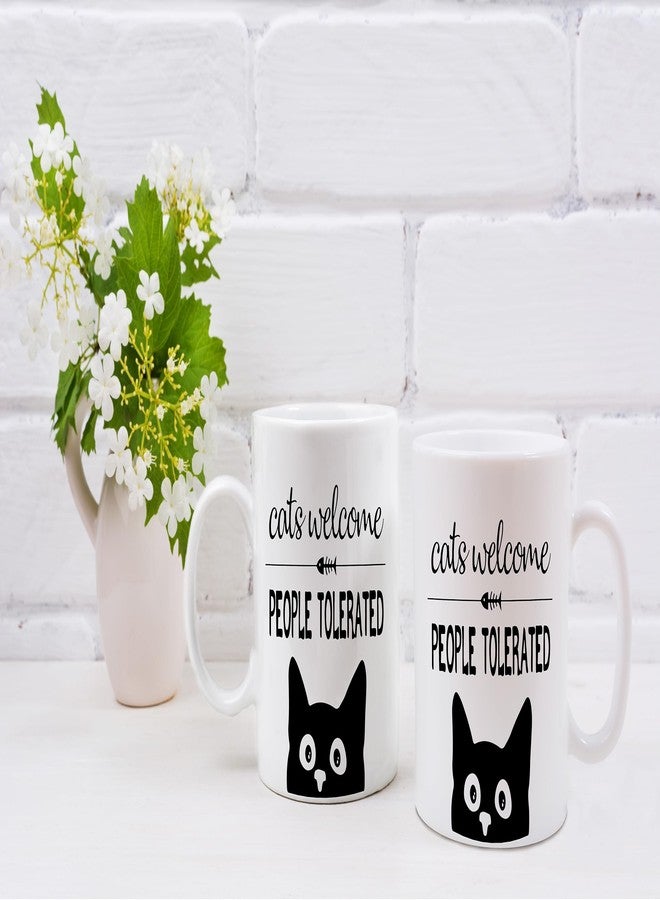 QASHWEY Black Cat Mug, CatLover Lovers Mom Gifts, Cats Mug Tea Cup Gifts for Cats Mom Lovers Women, Cat Welcome People Tolerated Coffee Mugs Coffee Cups Ceramic 11 oz - Image 5