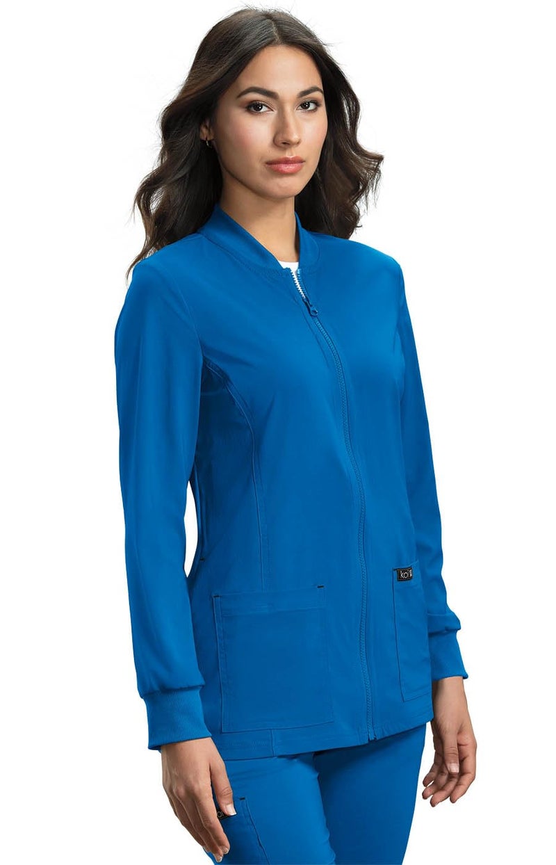 KOI Basics Andrea Women's 4-Pocket Stretch Jacket Royal Blue Medium - Image 1