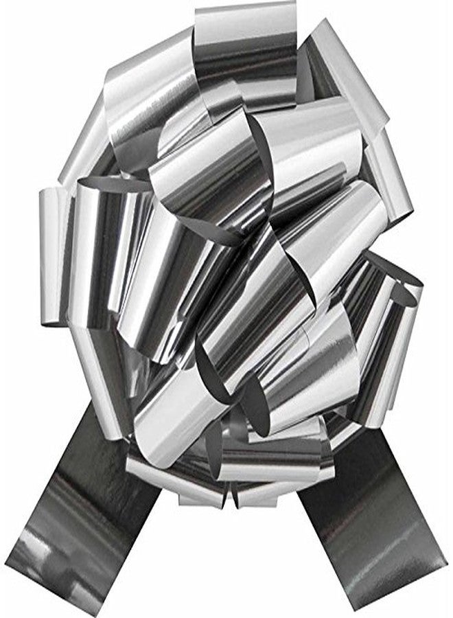 Golden Leaf Extra Extra Large Metallic Silver Gift Wrap Pull Bows - 12" Wide, XXL Silver Ribbon Big Pull Flower Bows for X-mas Gifts and Presents, Cars (Silver - Image 1