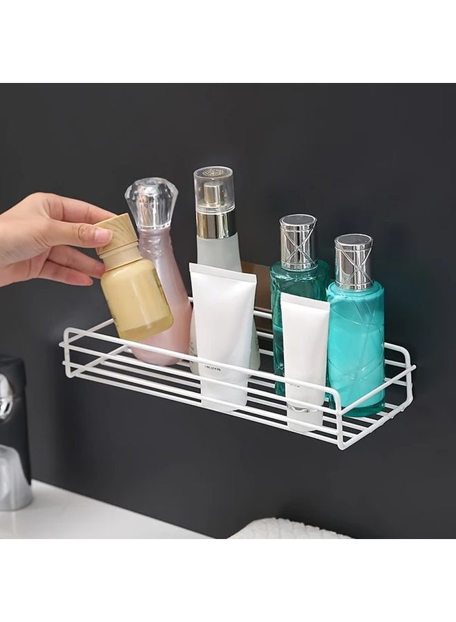 Black Wall Mounted Bathroom Shelf No Drill Installation Storage Rack Organizer - Image 2