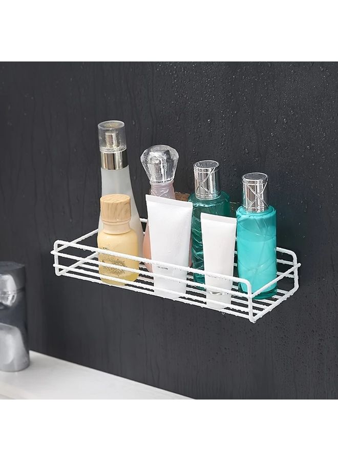 Black Wall Mounted Bathroom Shelf No Drill Installation Storage Rack Organizer - Image 4